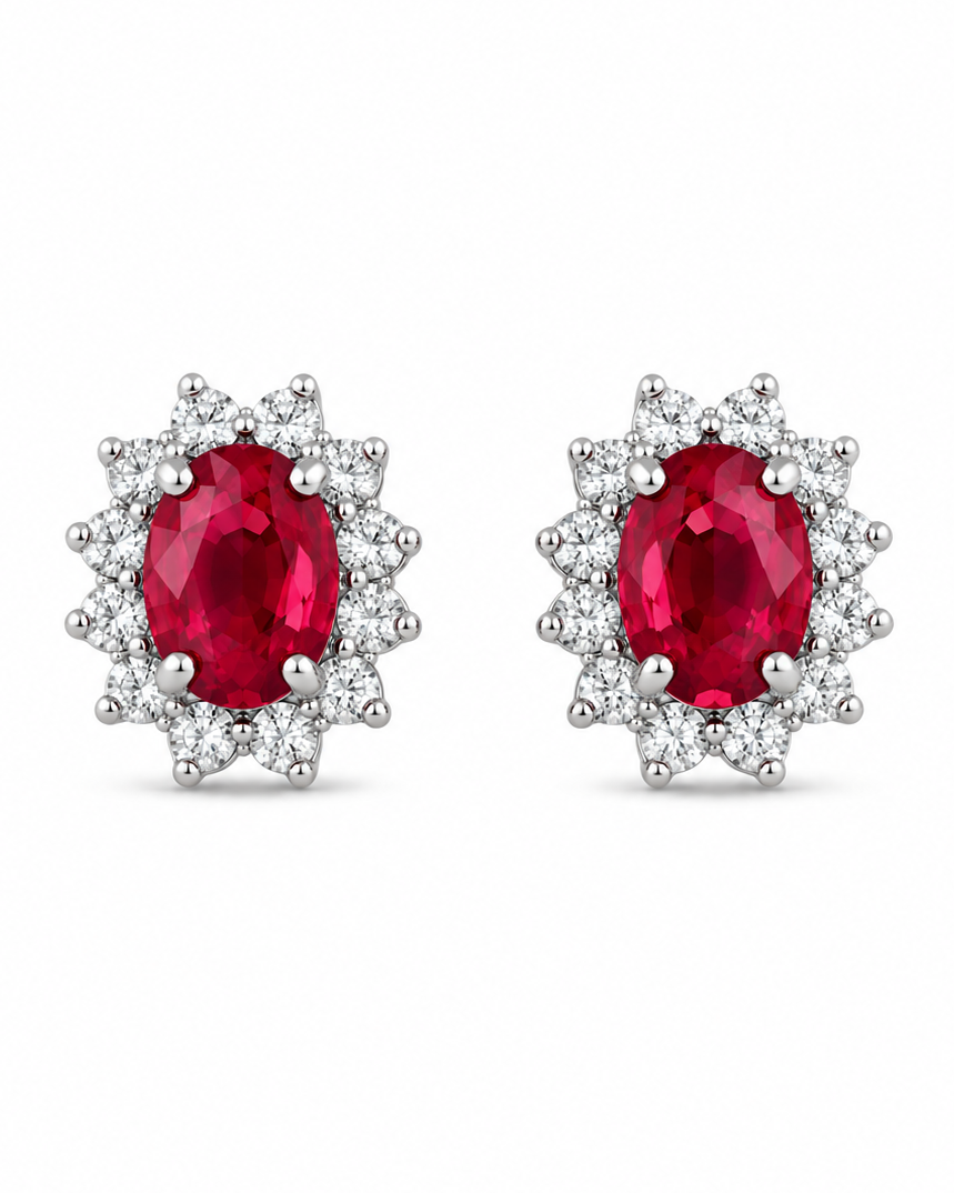 Orecchini Rubini 0,96ct e Diamanti 0,20ct