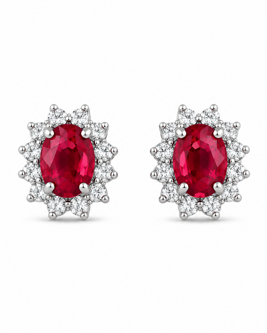 Orecchini Rubini 0,96ct e Diamanti 0,20ct
