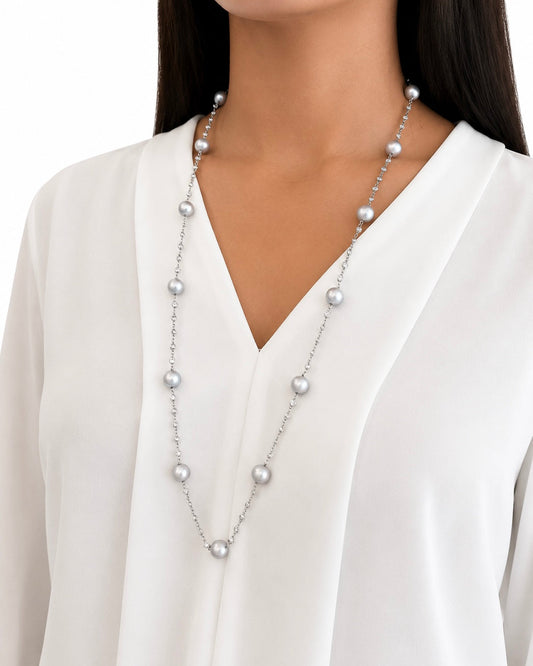 Collana in Argento e Perle Grigie