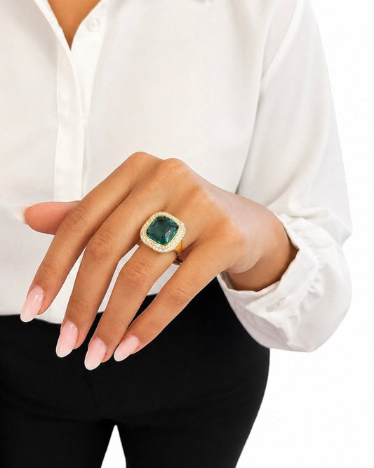Anello Nadia con zircone verde