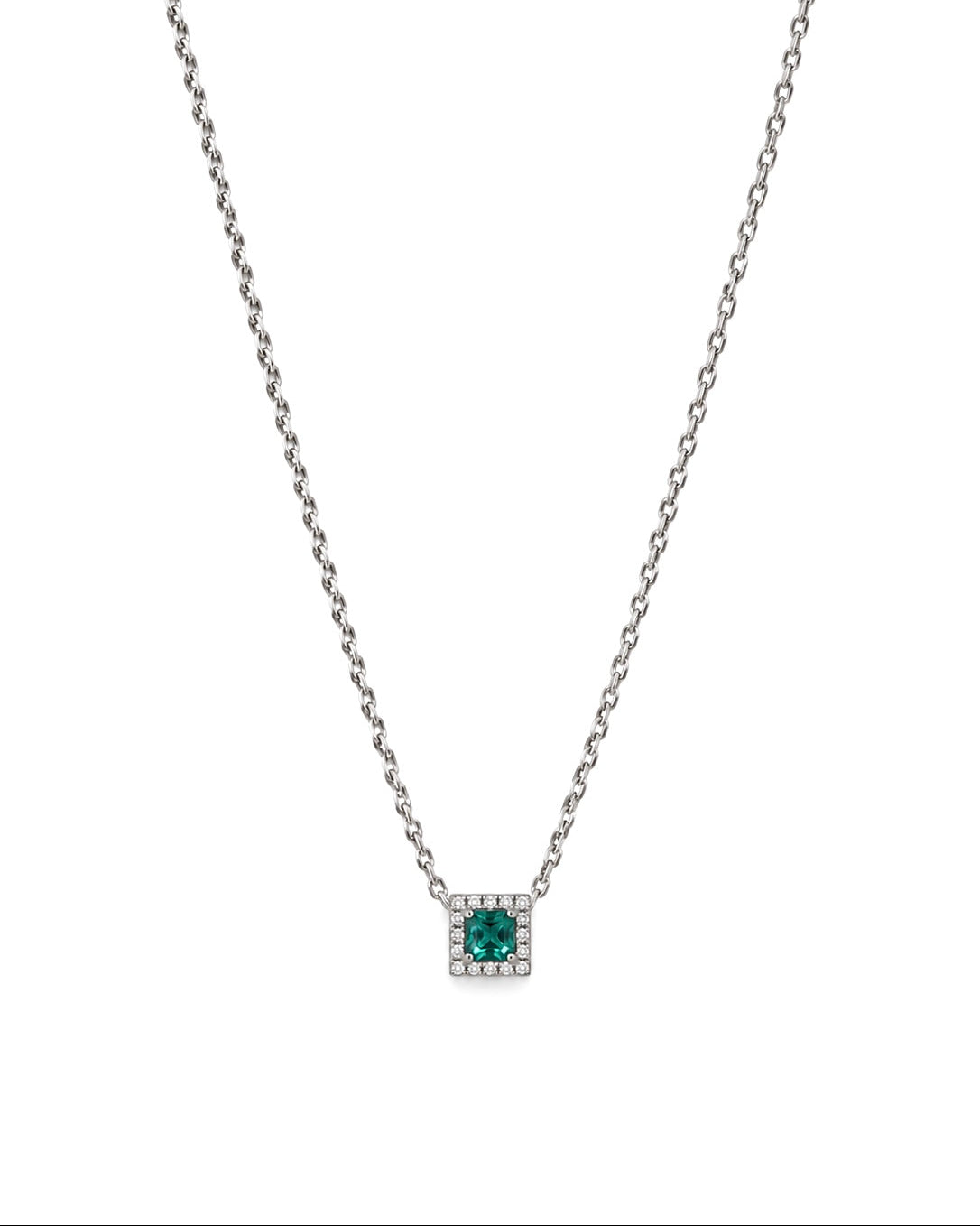 Girocollo in Argento 925, Smeraldo e Diamanti Lab Grown