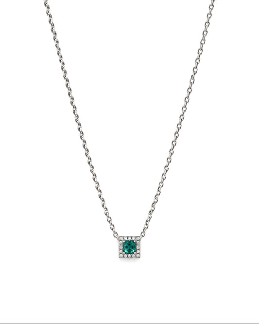 Girocollo in Argento 925, Smeraldo e Diamanti Lab Grown