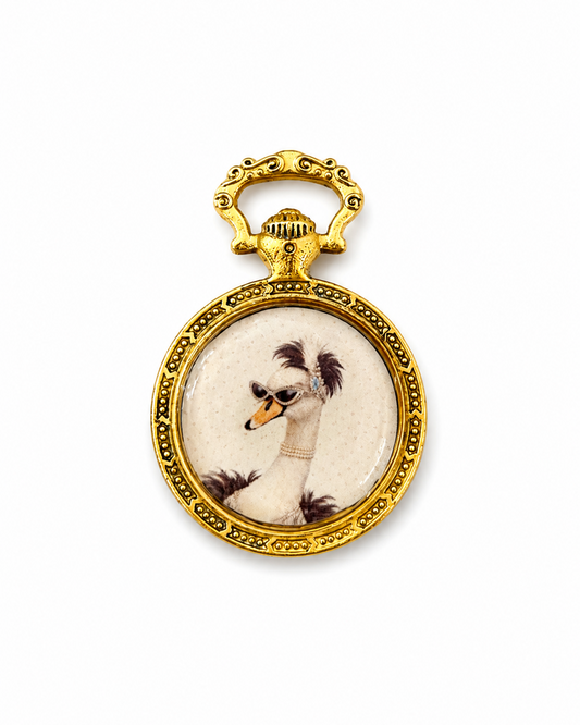 Pendente in Brass dorato Cigno piume