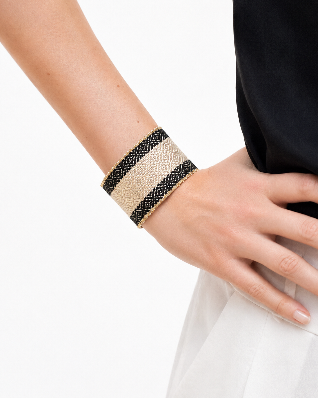 Bracciale fatto a mano Bianco e Nero