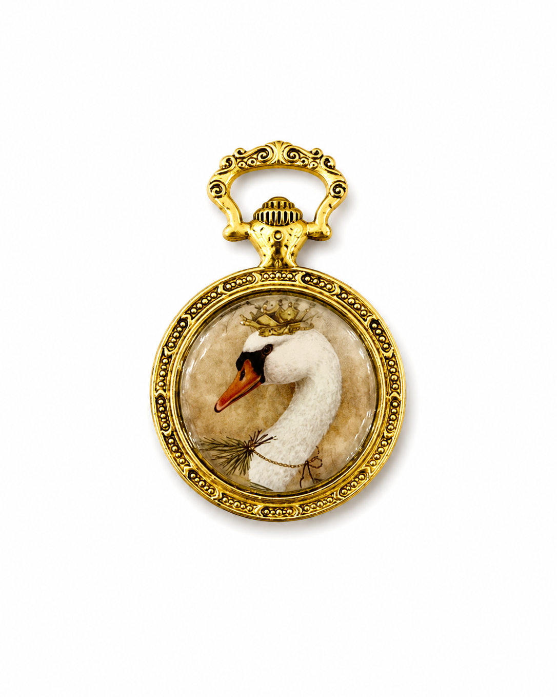 Pendente in Brass dorato Cigno corona