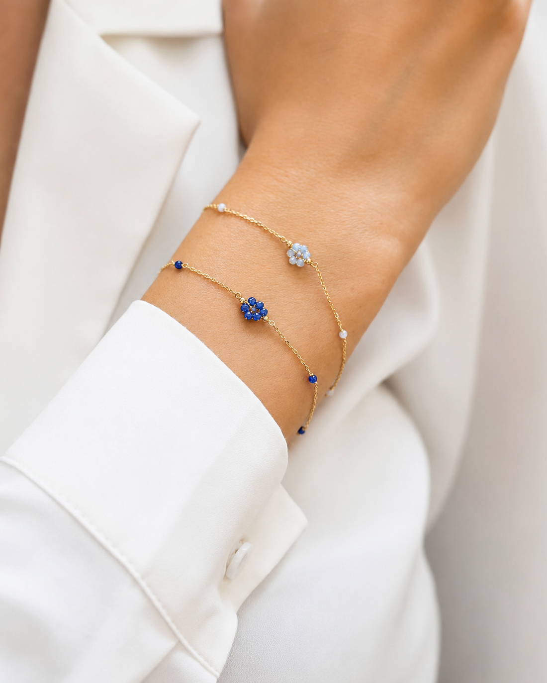 Bracciale in Oro 9kt con Fiorellini colorati