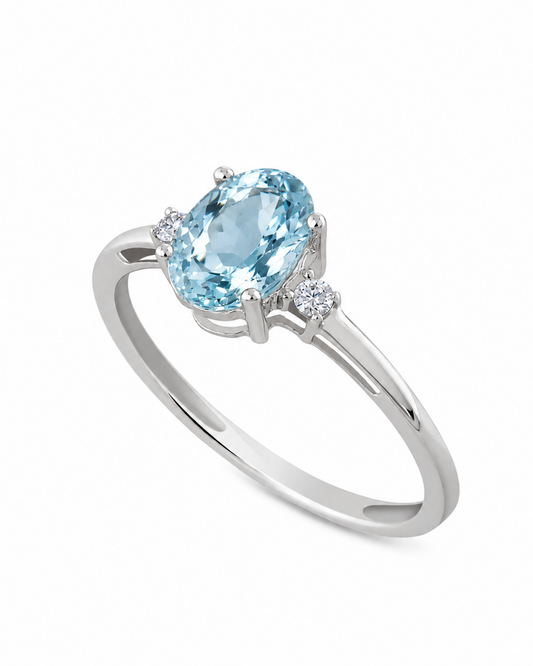 Anello Acqua Marina 0,35ct e Diamanti 0,04ct