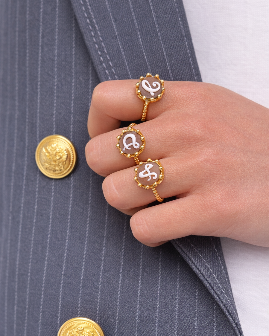 Anello Corona in Argento e Cammeo Personalizzato con incisione