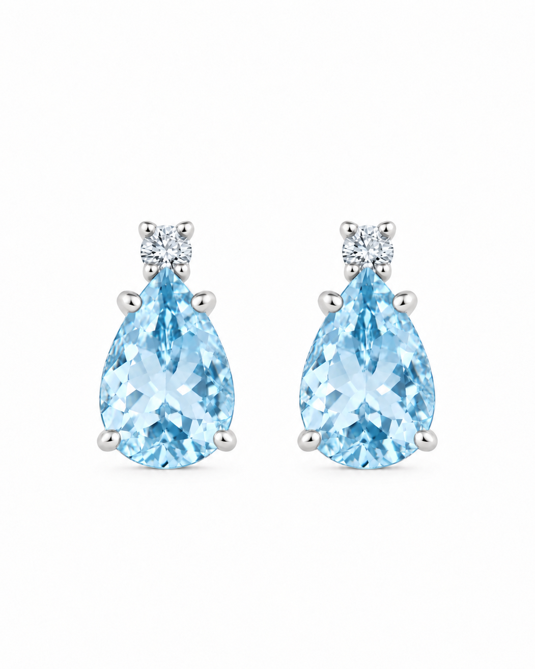 Orecchini Acqua Marina Taglio Goccia 3,12ct e Diamanti 0,04ct