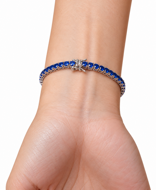 Bracciale Tennis Blu chisura di alta gioielleria