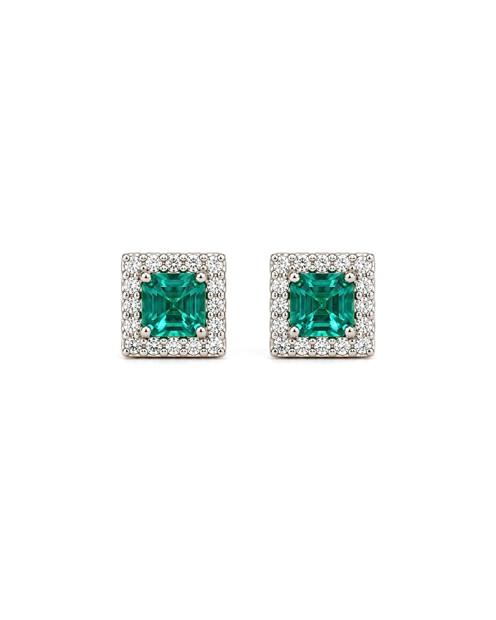 Orecchini in Argento 925, Smeraldo e Diamanti Lab Grown