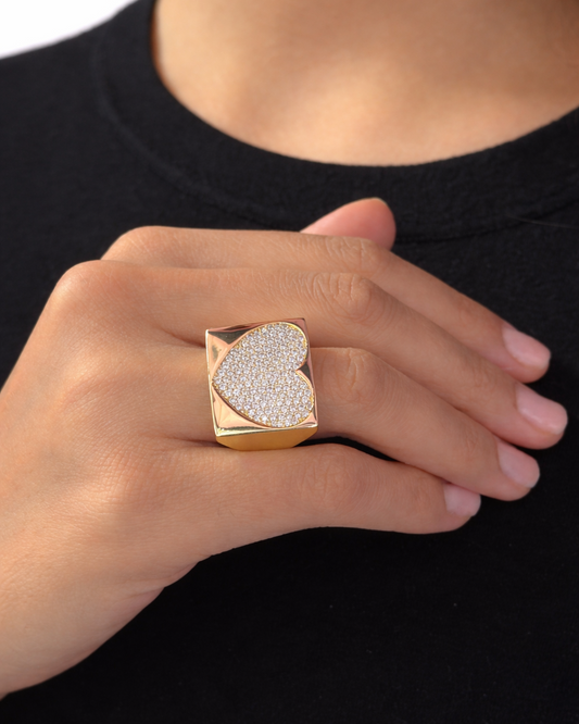 Anello Cuore in Brass placcato oro giallo 18kt
