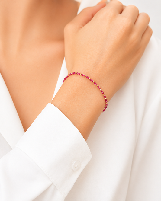 Bracciale in Oro 9kt rigido con Zirconi Fucsia