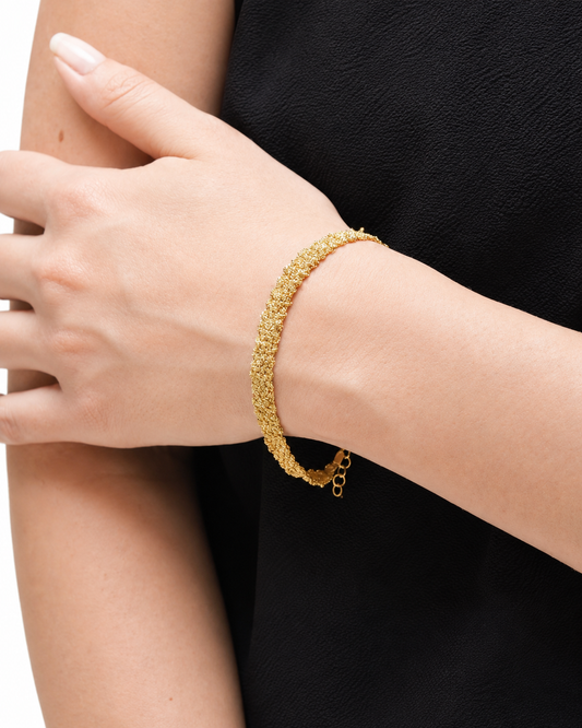 Bracciale fatto a mano in argento 925 placcato oro giallo 0,5 cm