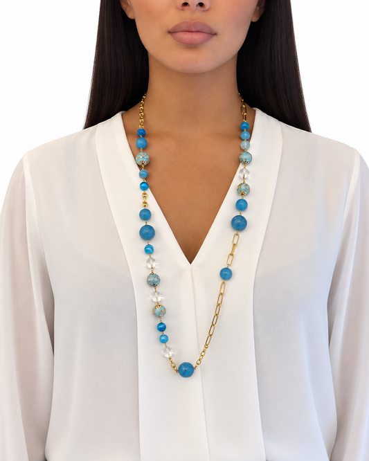 Collana realizzata a mano con Angelite e Agata Azzurra - PREZZO SU RICHIESTA