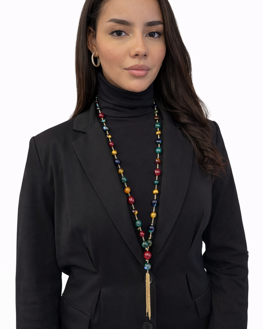 Collana con Agata colorata e nappa