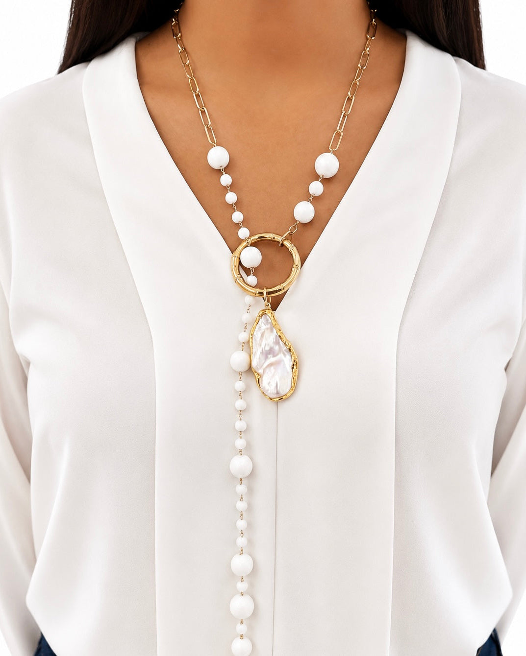 Collana con Agata Bianca e Perla