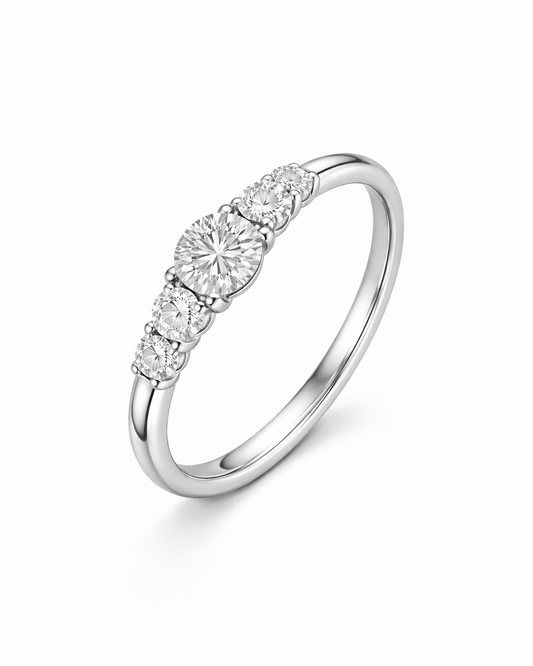 Anello Moissanite 5 Pietre ct 1,6