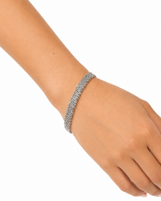 Bracciale fatto a mano in argento 925 Rodio 0,5 cm