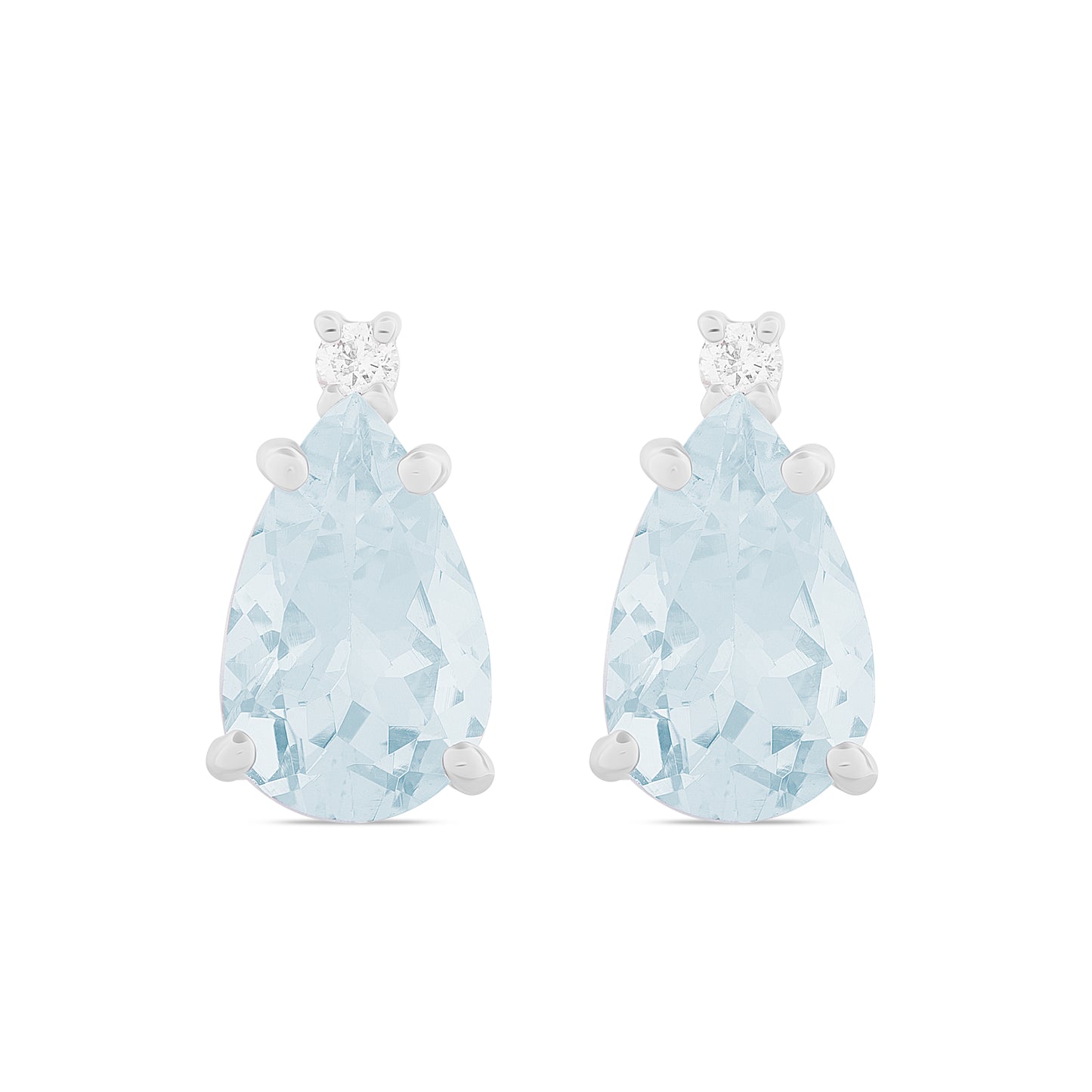 Orecchini Acqua Marina Taglio Goccia 1,36ct e Diamanti 0,04ct