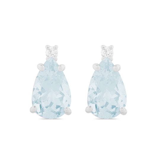 Orecchini Acqua Marina Taglio Goccia 1,36ct e Diamanti 0,04ct