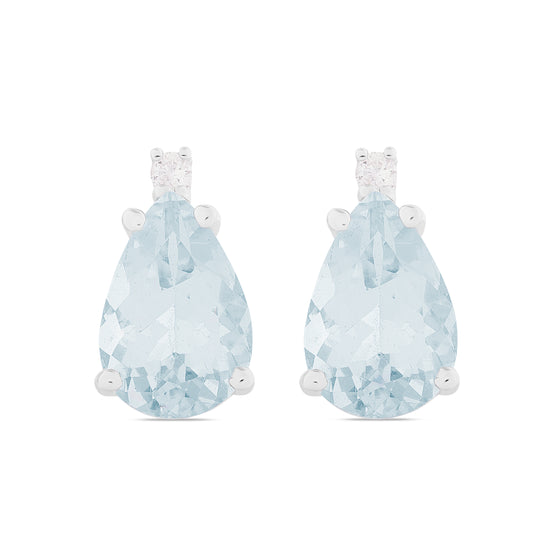 Orecchini Acqua Marina Taglio Goccia 2,08ct e Diamanti 0,04ct