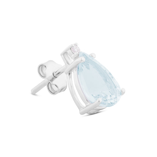 Orecchini Acqua Marina Taglio Goccia 3,12ct e Diamanti 0,04ct