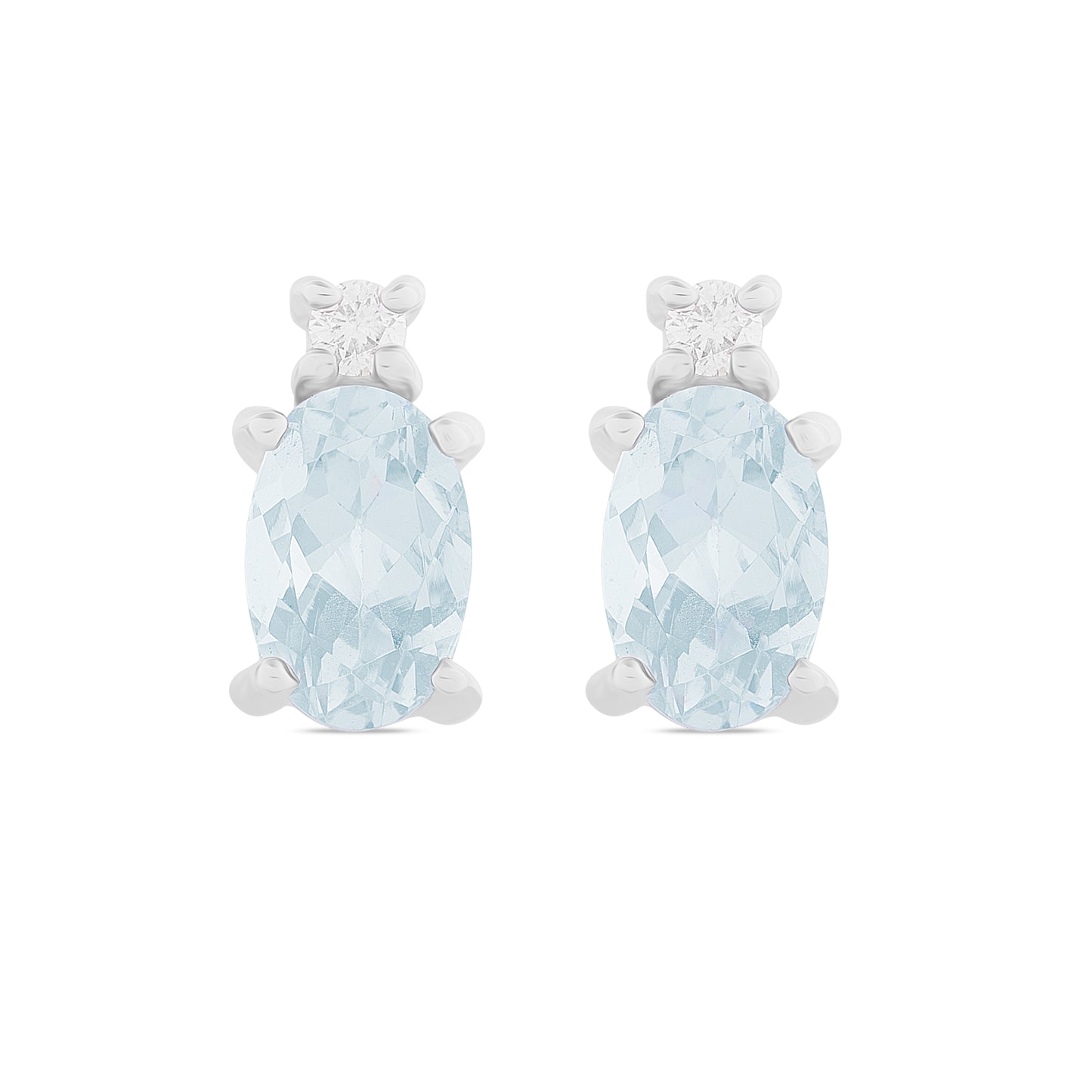 Orecchini Acqua Marina Taglio Ovale 0,70ct e Diamanti 0,04ct