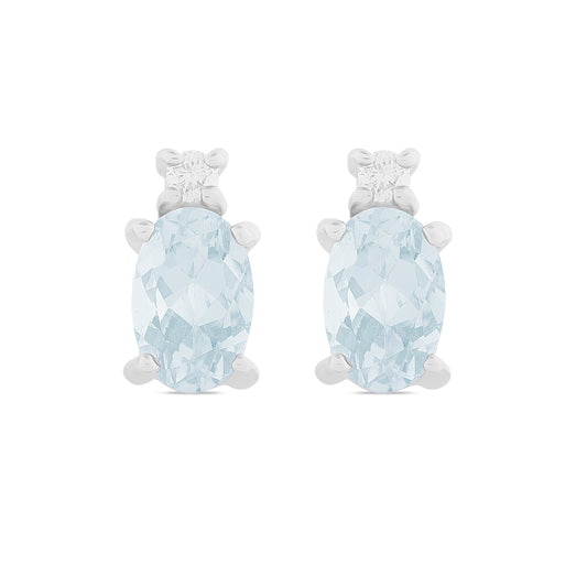 Orecchini Acqua Marina Taglio Ovale 0,70ct e Diamanti 0,04ct