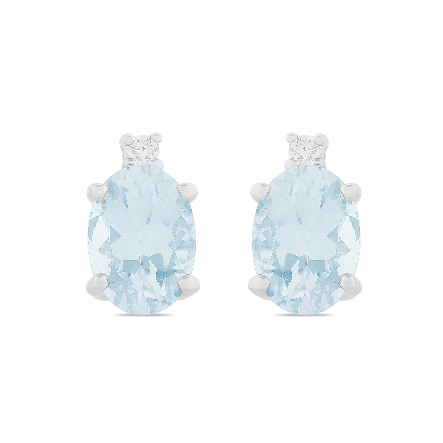 Orecchini Acqua Marina Taglio Ovale 1,36ct e Diamanti 0,04ct