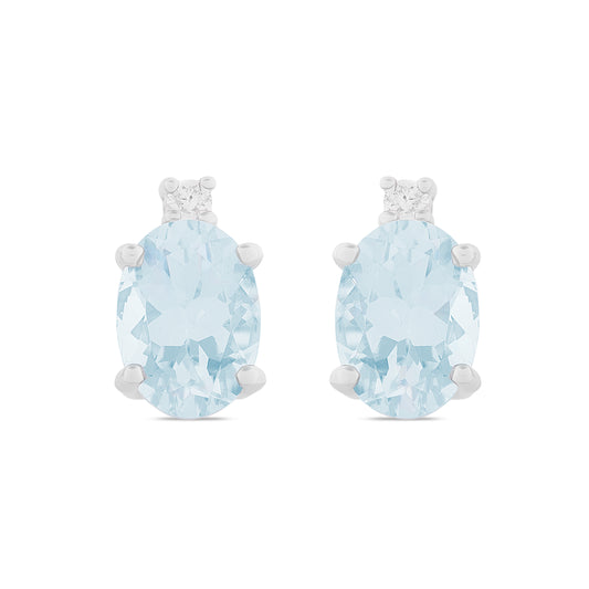 Orecchini Acqua Marina Taglio Ovale 1,36ct e Diamanti 0,04ct