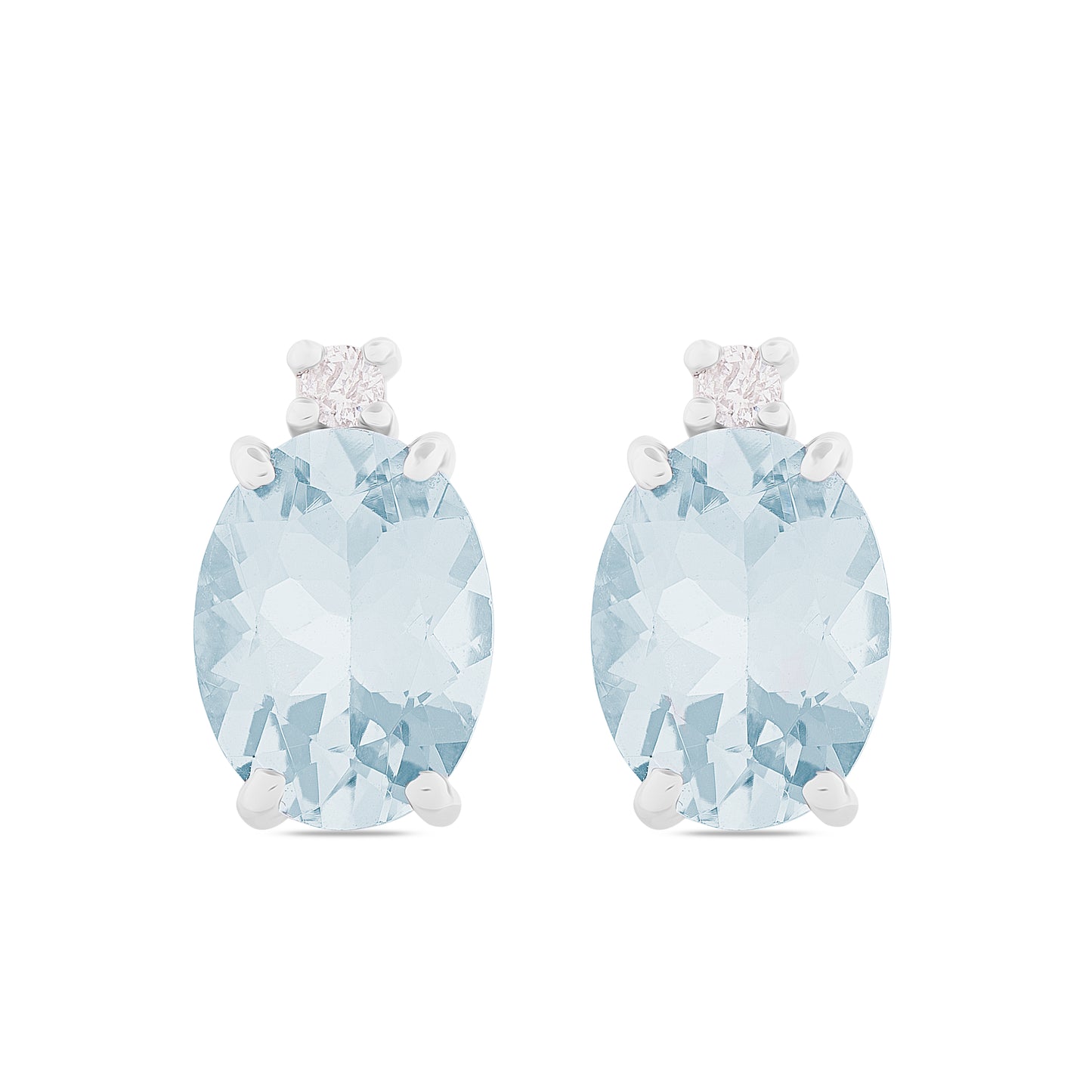 Orecchini Acqua Marina Taglio Ovale 2,10ct e Diamanti 0,04ct