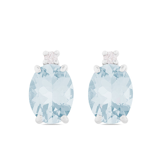 Orecchini Acqua Marina Taglio Ovale 2,10ct e Diamanti 0,04ct