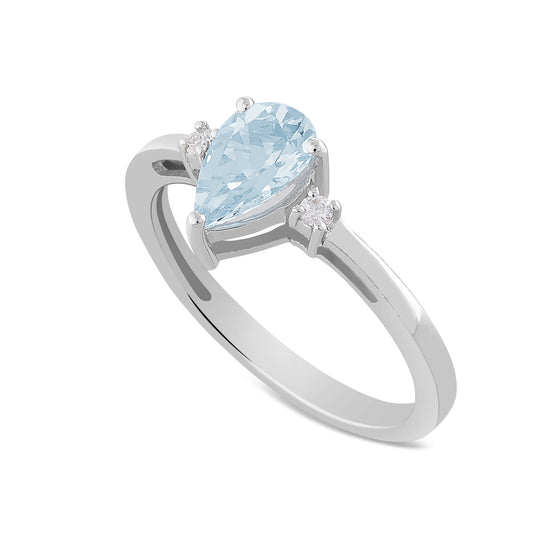Anello Acqua Marina 1,04ct e Diamanti 0,04ct