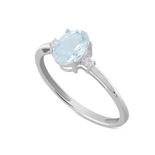 Anello Acqua Marina 0,35ct e Diamanti 0,04ct
