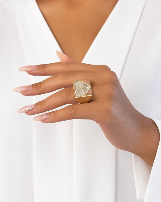 Anello Cuore in Brass placcato oro giallo 18kt