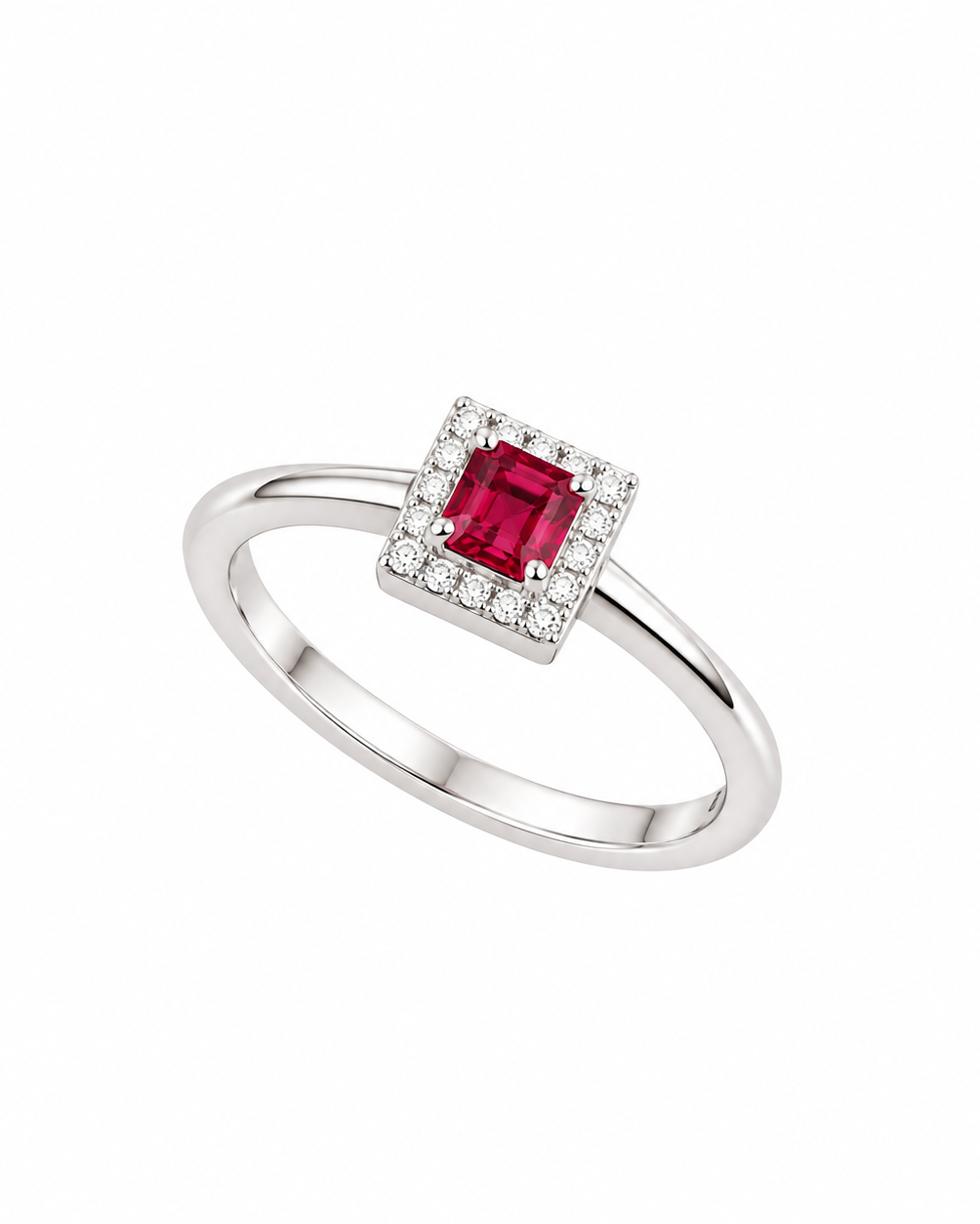 Anello in Argento 925, Rubino e Diamanti Lab Grown
