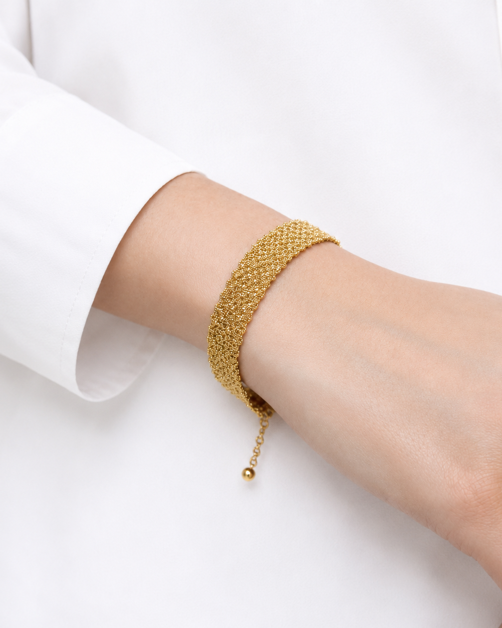 Bracciale fatto a mano argento 925 placcato oro giallo 1 cm