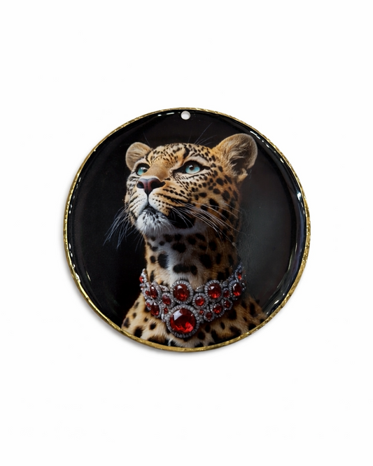 Pendente con Ghepardo e Rubini Tondo