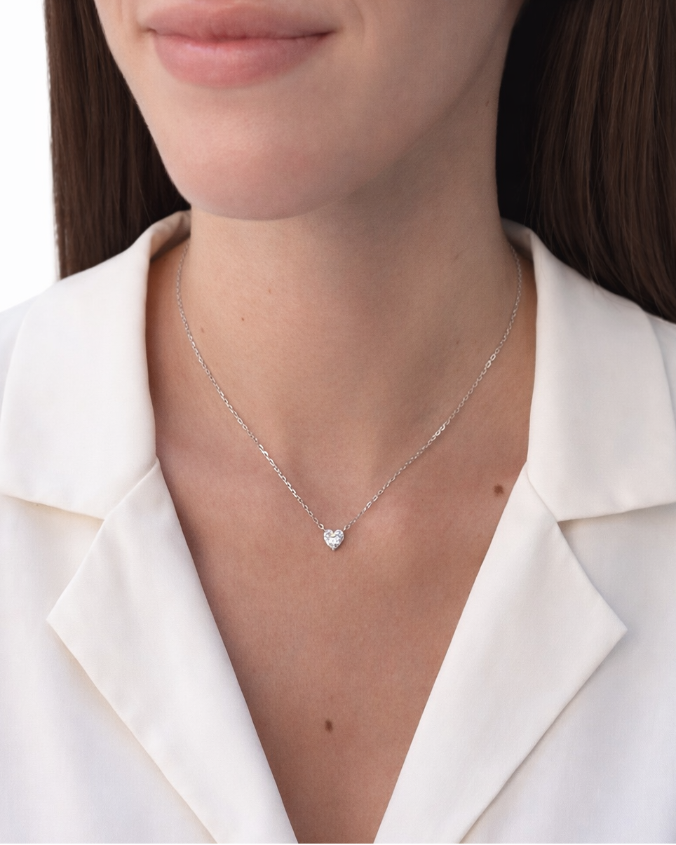 Girocollo in Moissanite taglio Cuore ct 0,8