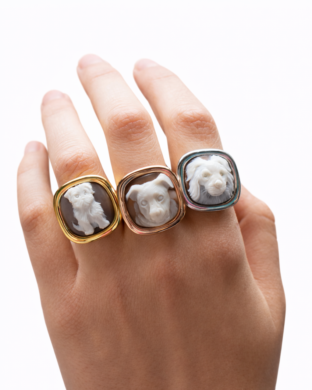 Anello Animali in Argento e Cammeo Personalizzato con incisione