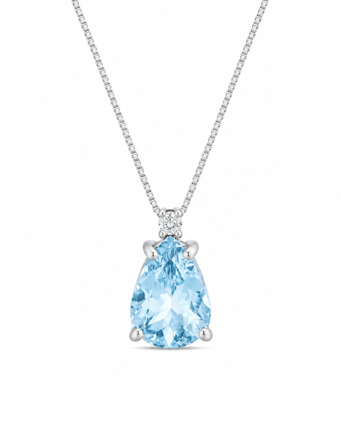 Collana Acqua Marina Taglio Goccia 1,56ct e Diamanti 0,02ct
