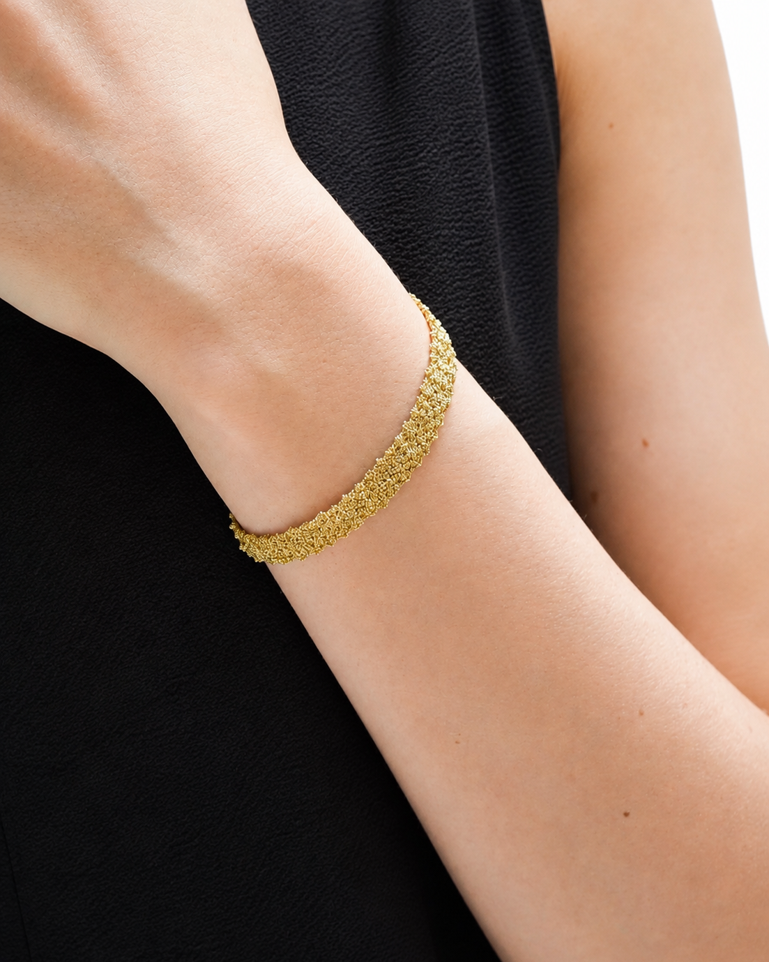 Bracciale fatto a mano in argento 925 placcato oro giallo 0,5 cm