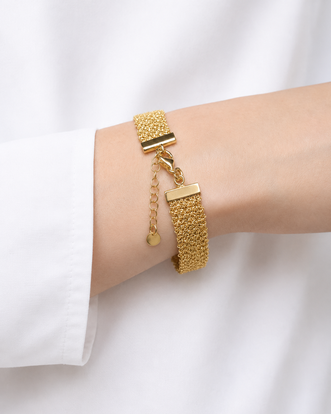 Bracciale fatto a mano argento 925 placcato oro giallo 1 cm