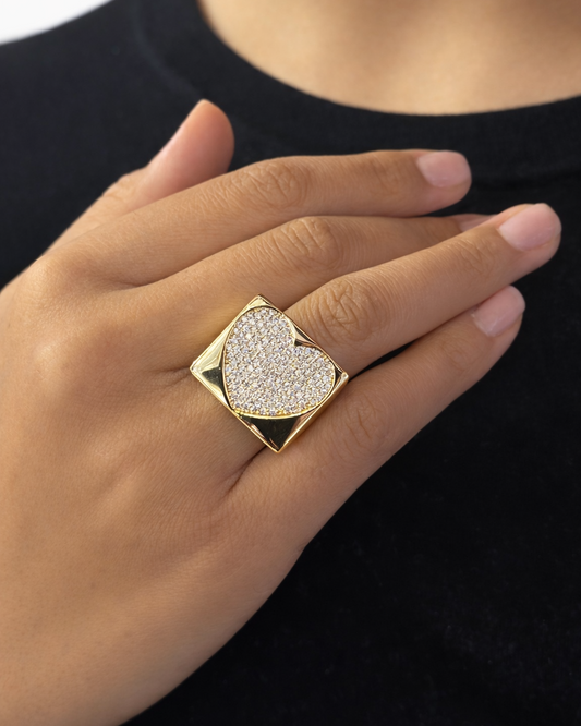 Anello Cuore in Brass placcato oro giallo 18kt