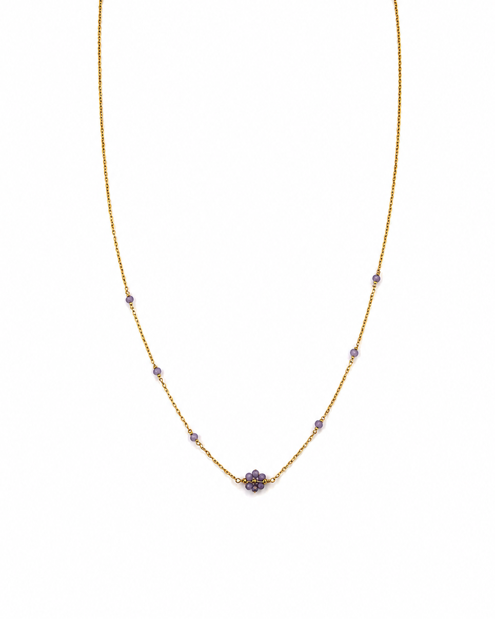 Girocollo in Oro 9kt con Fiorellino Viola