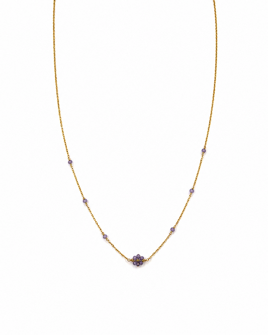 Girocollo in Oro 9kt con Fiorellino Viola