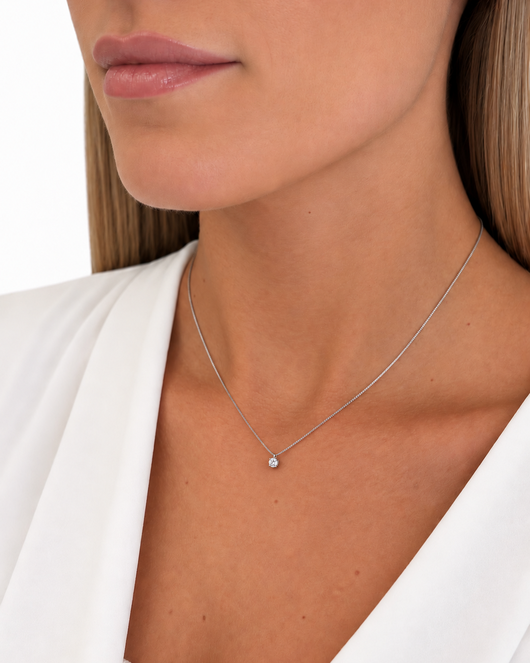 Girocollo Punto Luce Small in Argento 925 e Diamanti Lab Grown
