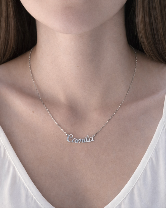 Girocollo personalizzato nome in argento 925 rodio