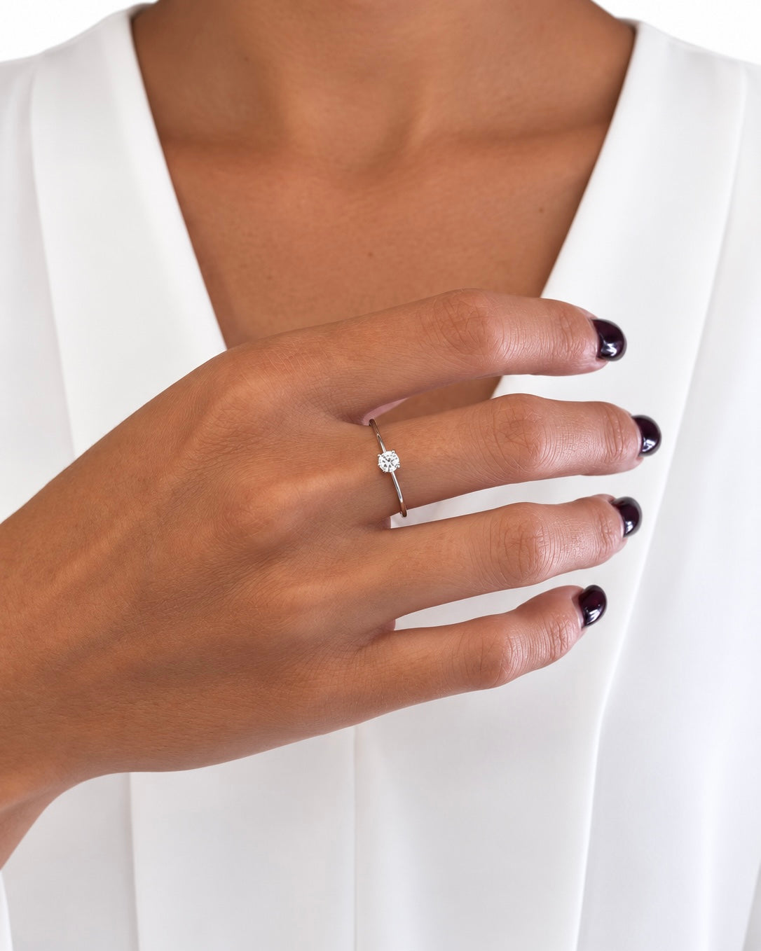 Anello Solitario Small in Argento 925 e Diamanti Lab Grown
